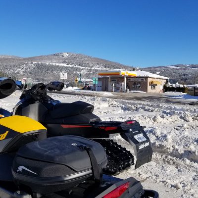 Gas station, snowmobile